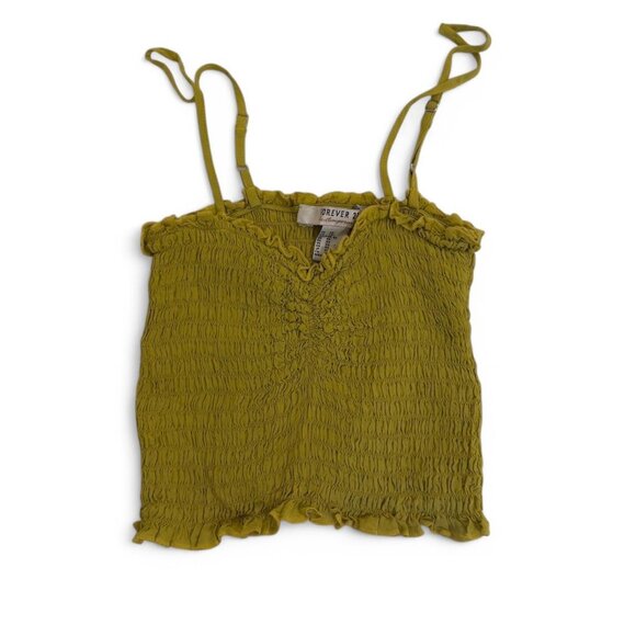 Stretchy Smocked Crop Top in Lime - Picture 1 of 4